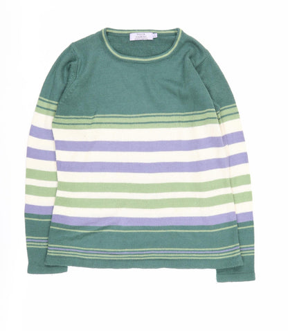 Honor Millburn Women's Green Striped Pullover, Size 10-12