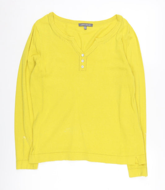 Laura Ashley Women’s Yellow Henley Jumper, UK 14