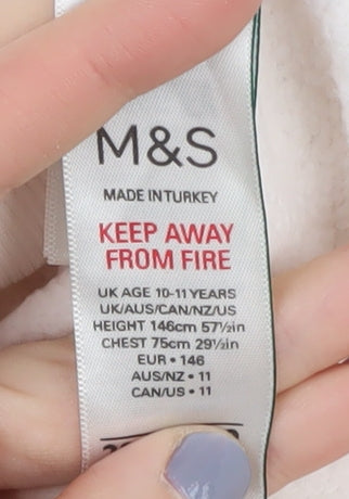 Marks and Spencer Girls Ivory Sweatshirt 10-11 Years Pullover