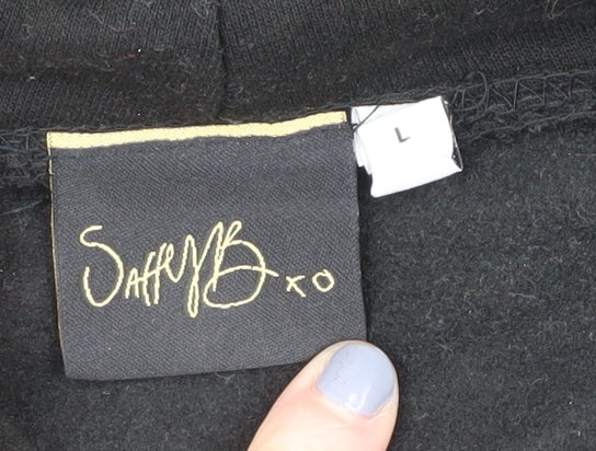 Saffy B Unisex Black Graphic Hoodie, Size L