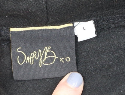 Saffy B Unisex Black Graphic Hoodie, Size L