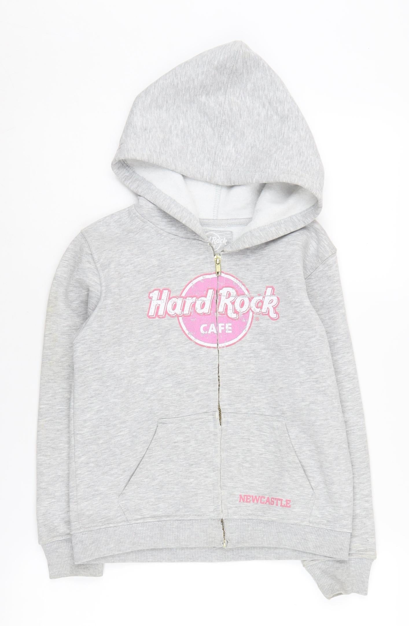 Hard Rock Cafe Girls Grey Full Zip Hoodie M with Logo