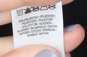 Brand and care label for Marvel unisex adults black pullover hoodie, size M