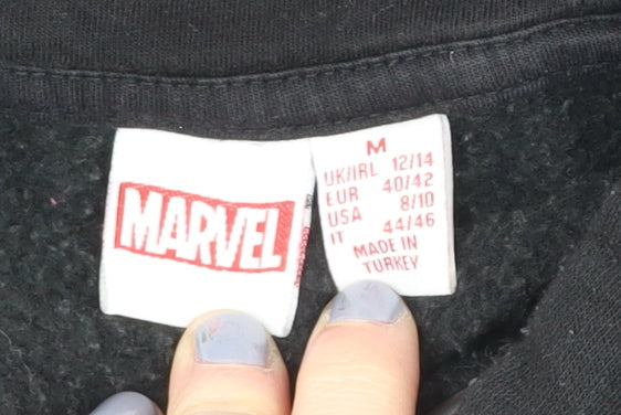 Additional view of Marvel unisex adults black pullover hoodie, size M