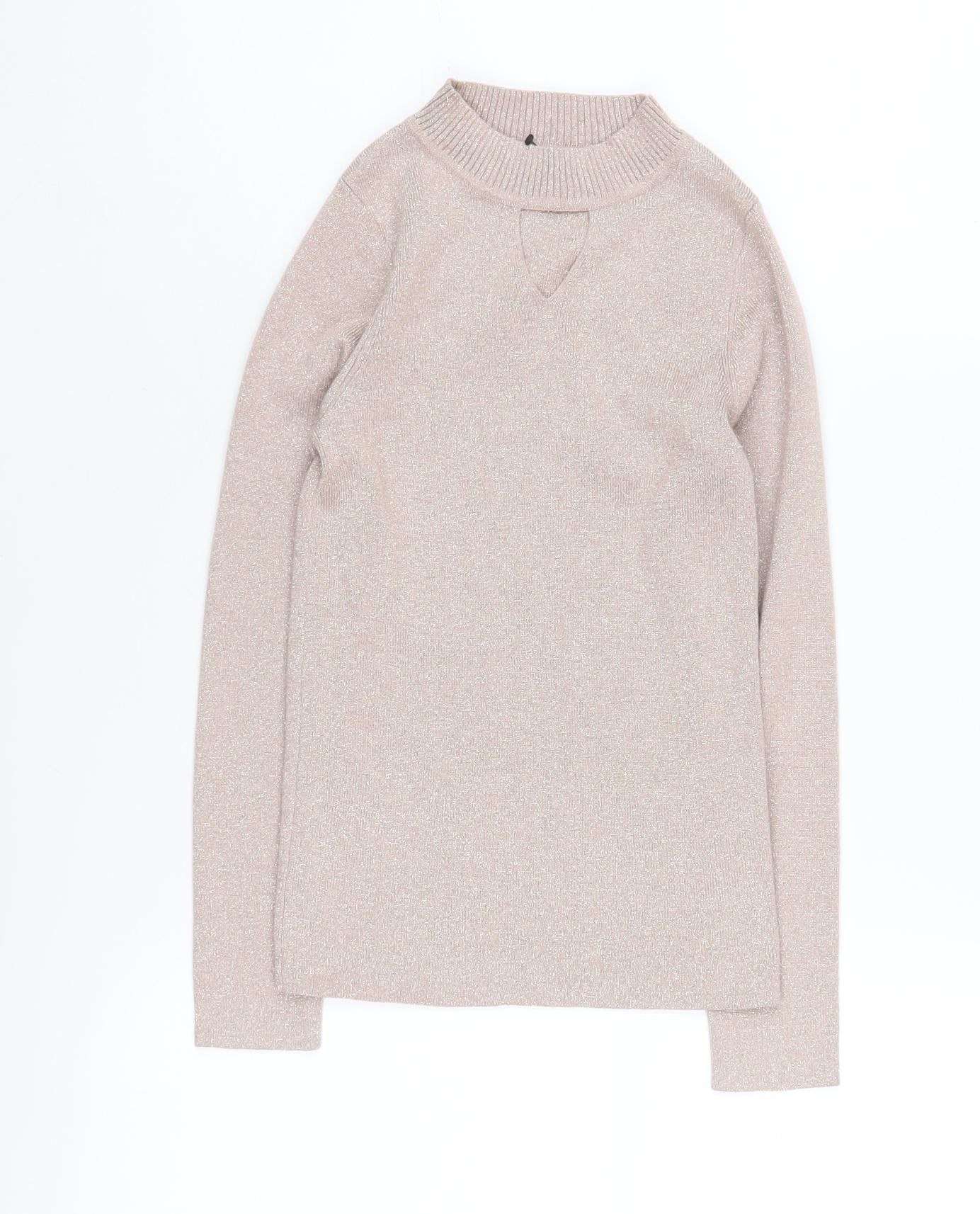 Lipsy Girls Beige Pullover Jumper, 9-10 Yrs, Crew Neck