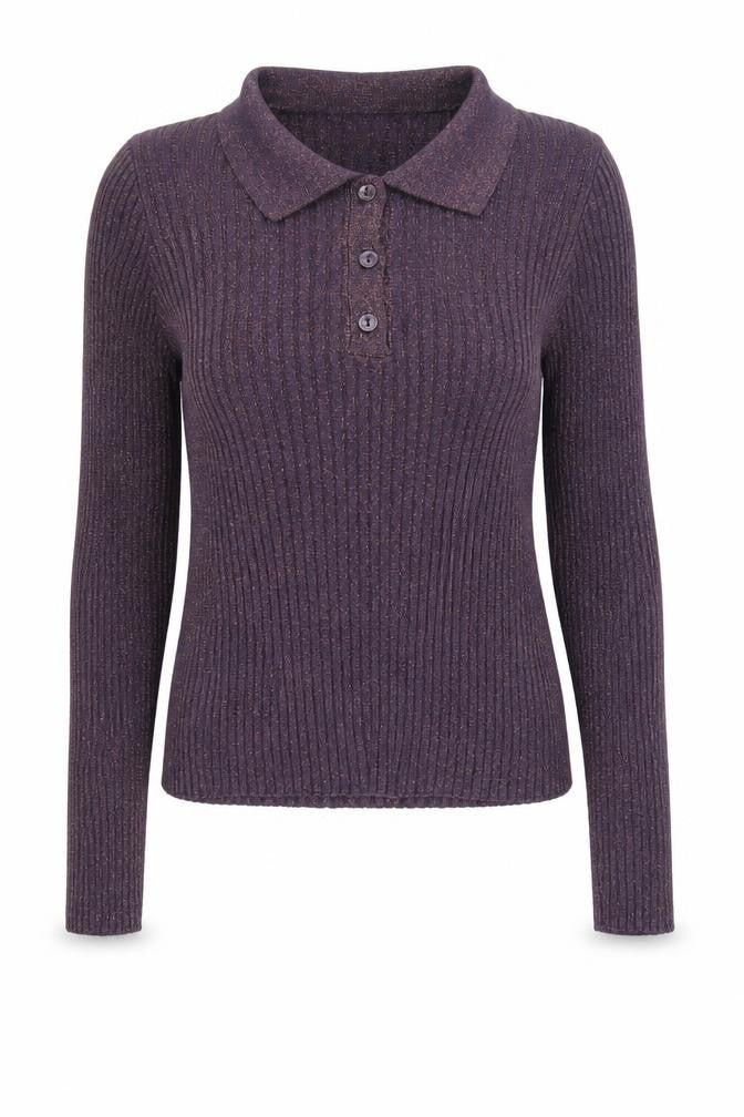 Womens UK Size XS MNG Purple Henley Jumper