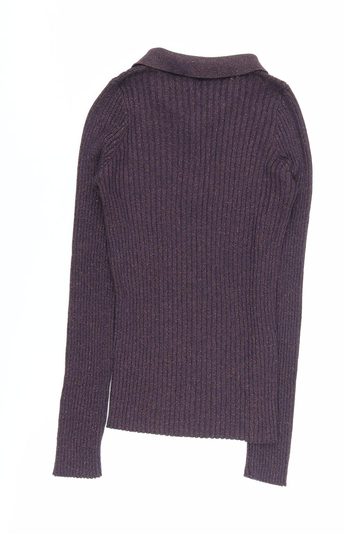 Womens UK Size XS MNG Purple Henley Jumper
