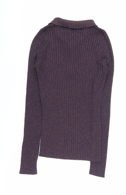 Womens UK Size XS MNG Purple Henley Jumper