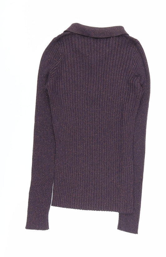 Womens UK Size XS MNG Purple Henley Jumper