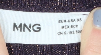 Womens UK Size XS MNG Purple Henley Jumper