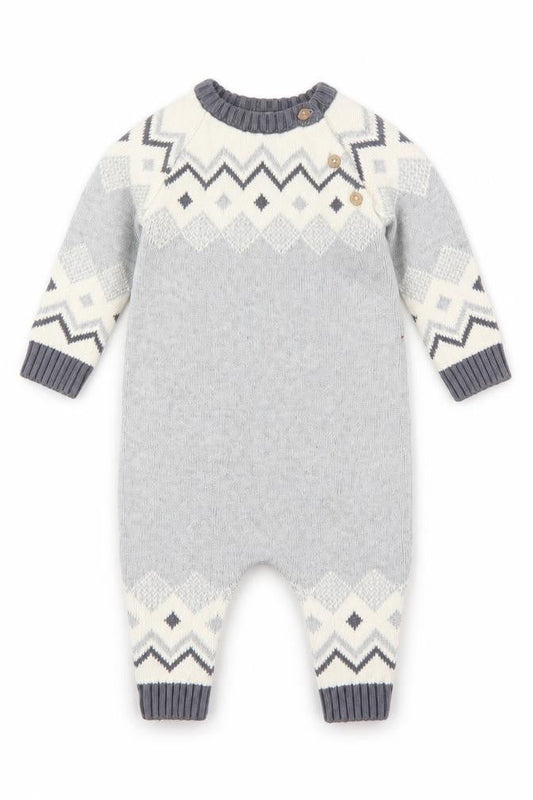 Next Unisex Baby Grey Geometric Knit Babygrow 3-6 Months