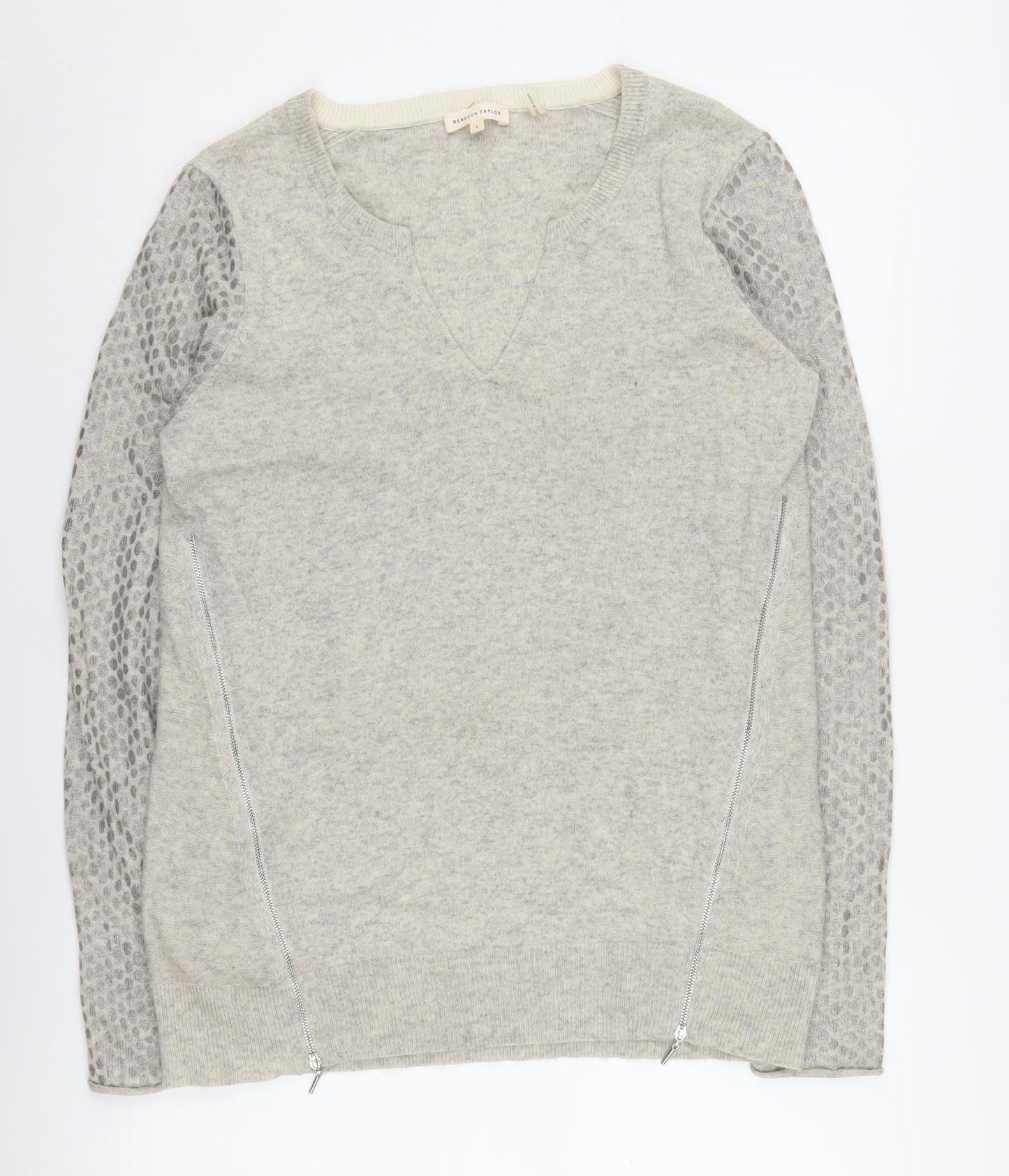 Rebecca Taylor Women's Grey Animal Print Pullover Jumper L