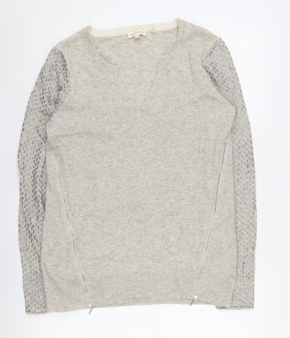 Rebecca Taylor Women's Grey Animal Print Pullover Jumper L