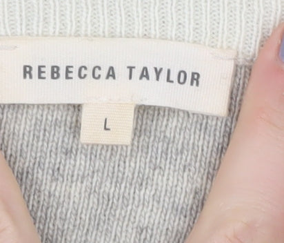 Rebecca Taylor Women's Grey Animal Print Pullover Jumper L