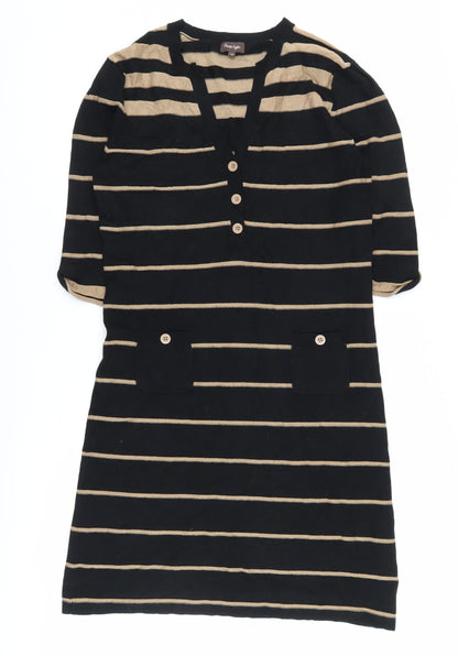 Phase Eight Women's Black Striped Knee Length Shift Dress