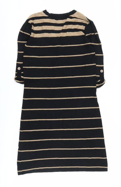 Phase Eight Women's Black Striped Knee Length Shift Dress