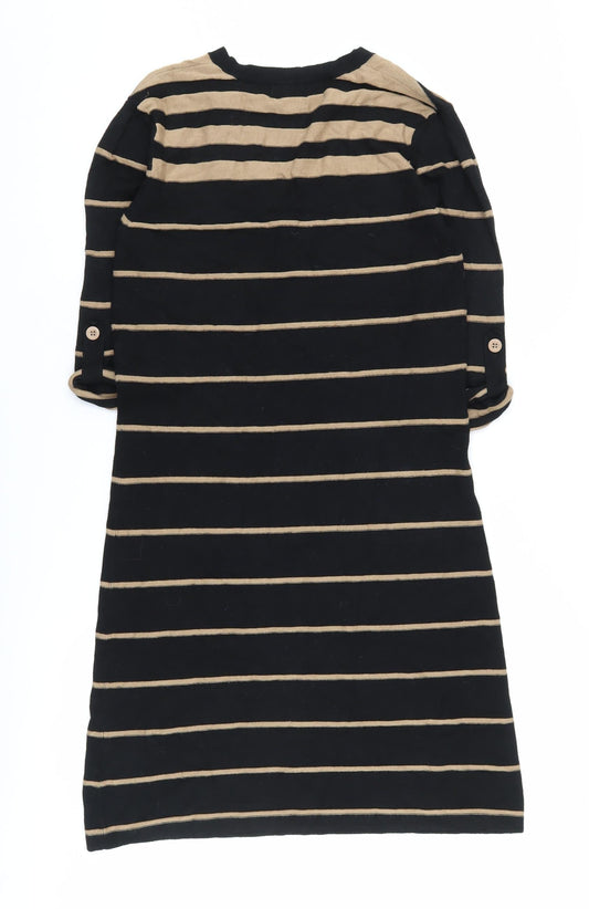 Phase Eight Women's Black Striped Knee Length Shift Dress