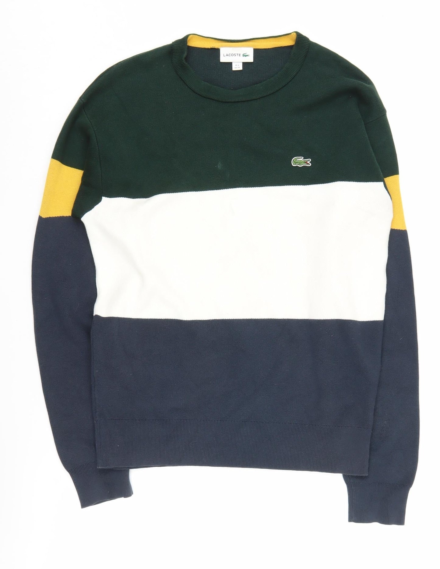 Lacoste Men's XS Green Colourblock Crew Neck Jumper