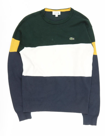 Lacoste Men's XS Green Colourblock Crew Neck Jumper