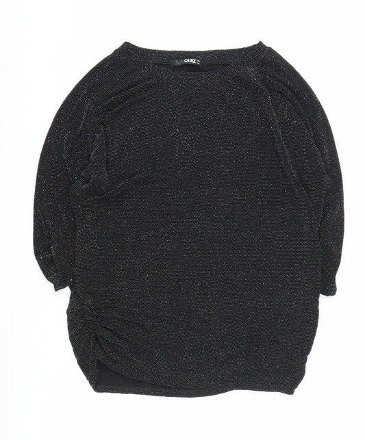 Quiz Women's Black 14 Glitter Blouse - Long Sleeves, Party