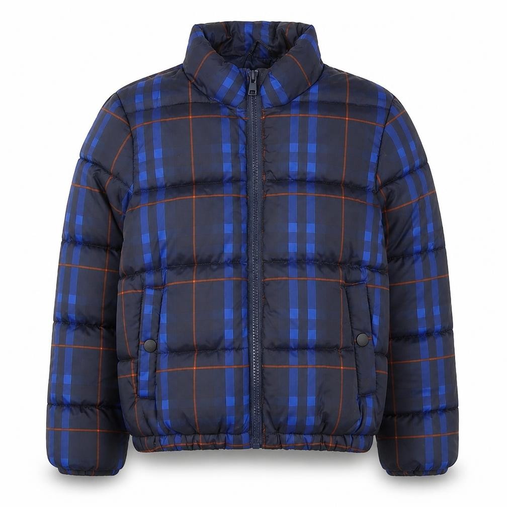 Front view of Marks & Spencer boys’ blue puffer jacket 6-7 years