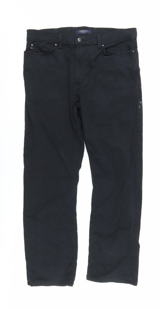 Marks and Spencer Men's Black Straight Jeans, Size 32