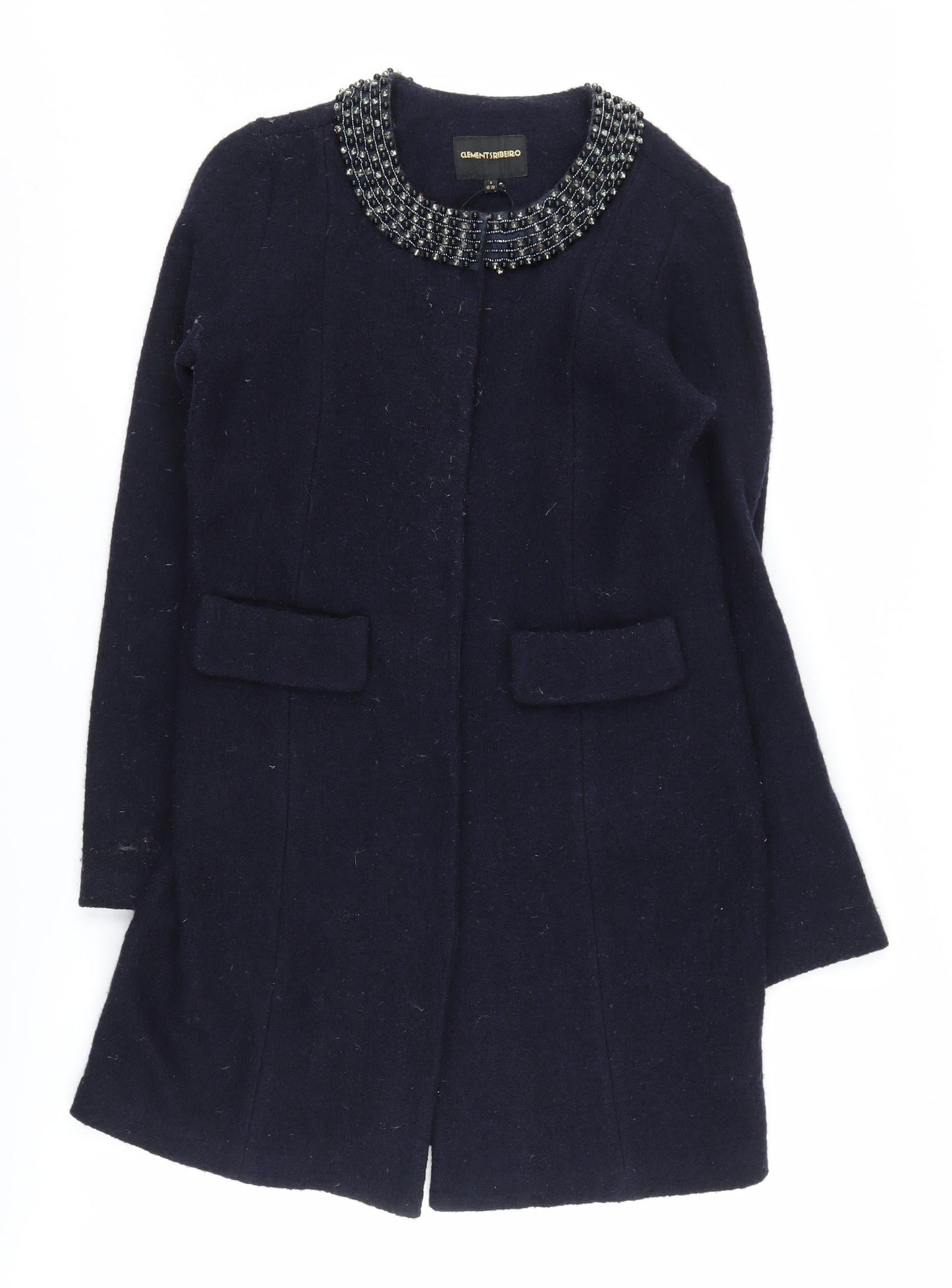 Womens UK Size 10 Clements Ribeiro Black Overcoat
