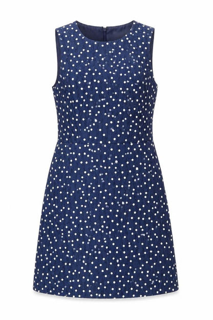 Warehouse Women's Polka Dot A-Line Dress Blue Size 12