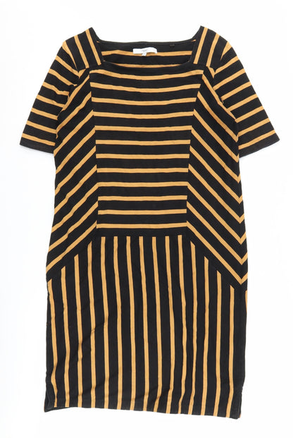 Next Women's Black & Tan Striped Shift Dress, Size 12