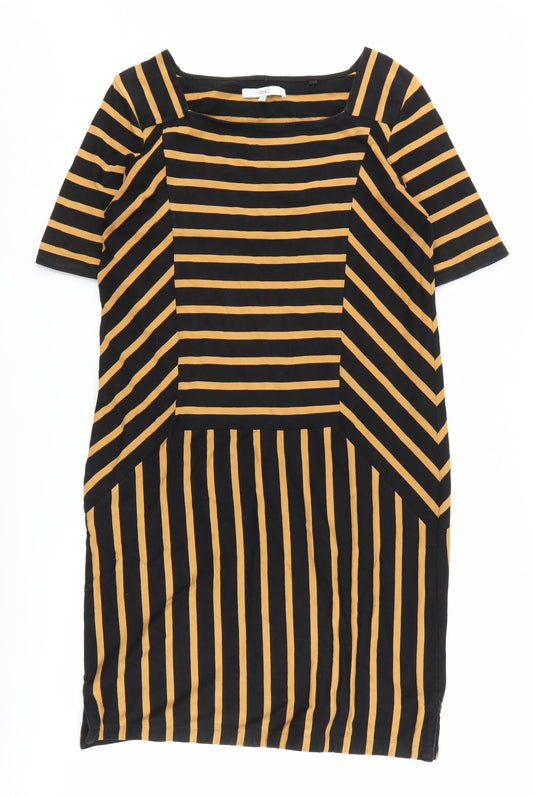 Next Women's Black & Tan Striped Shift Dress, Size 12
