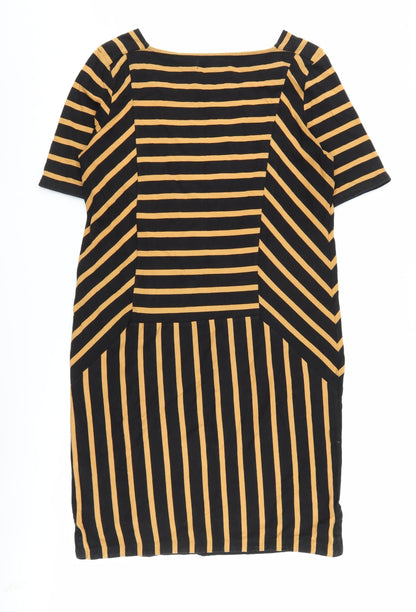Next Women's Black & Tan Striped Shift Dress, Size 12