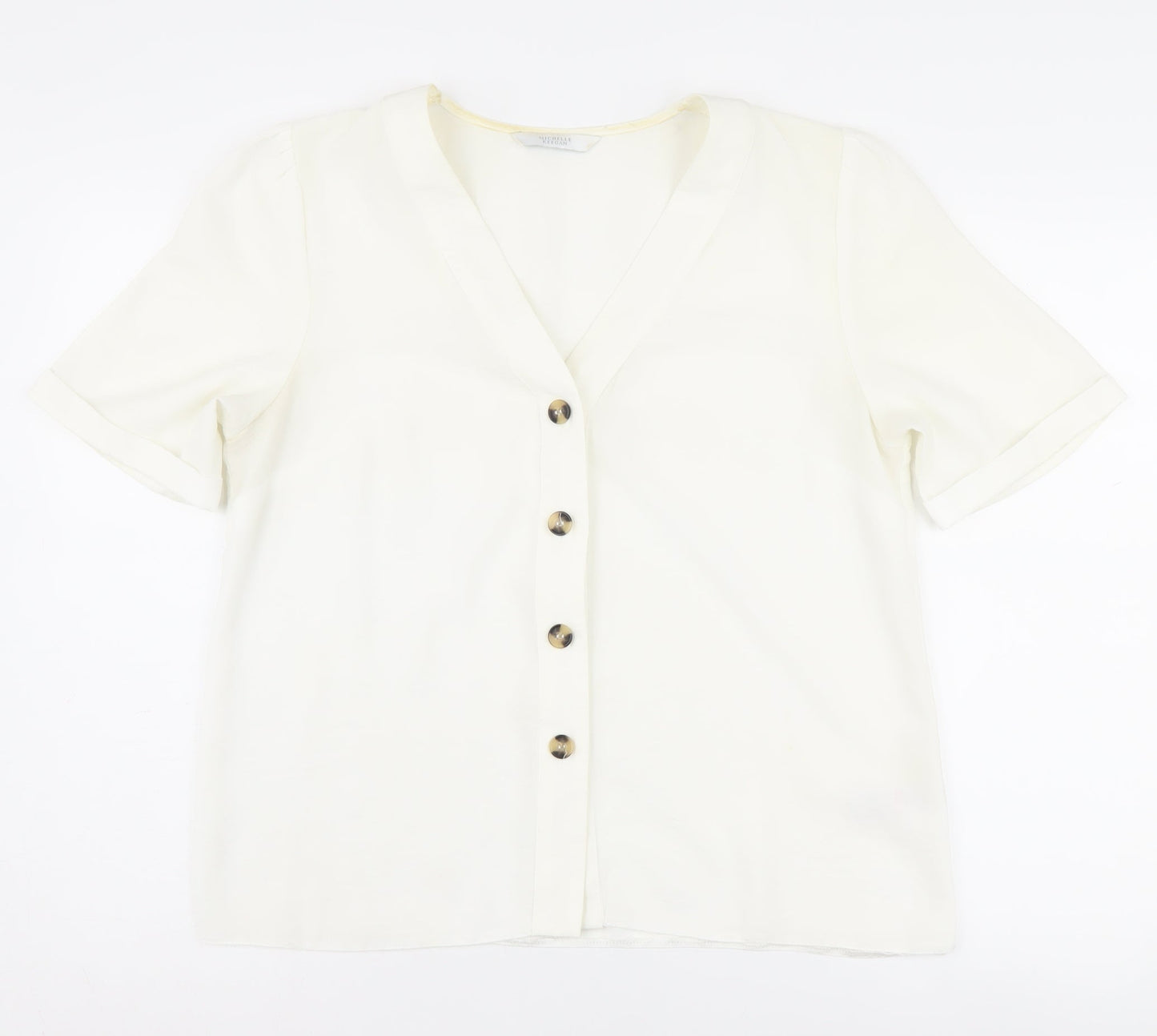 Womens UK Size 14 Michelle Keegan White Basic Button-Up