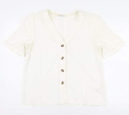 Womens UK Size 14 Michelle Keegan White Basic Button-Up