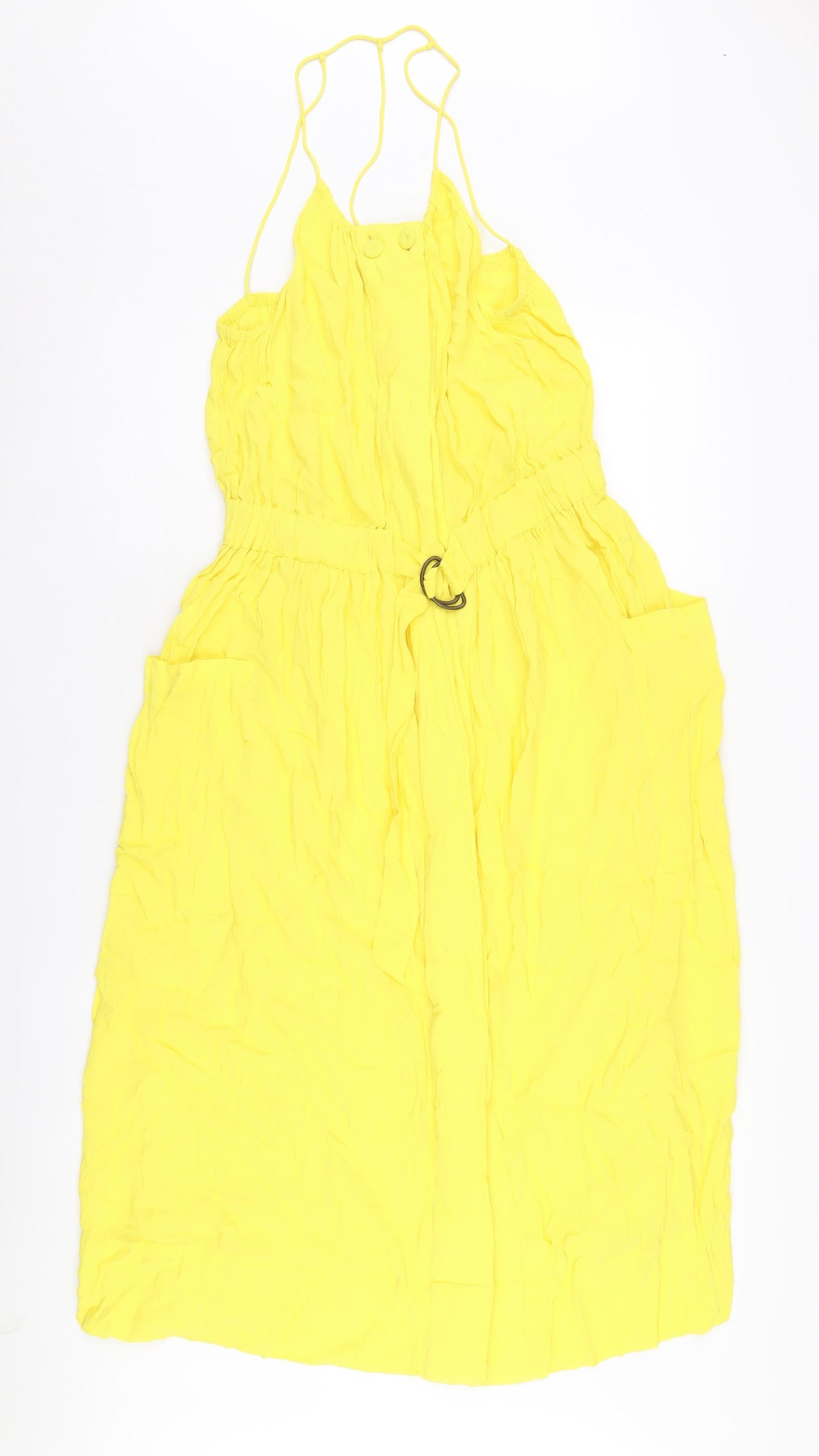 Finery Women's Yellow Slip Dress, Size 10, Casual Spring