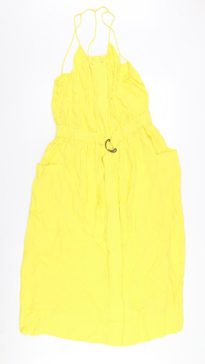 Finery Women's Yellow Slip Dress, Size 10, Casual Spring