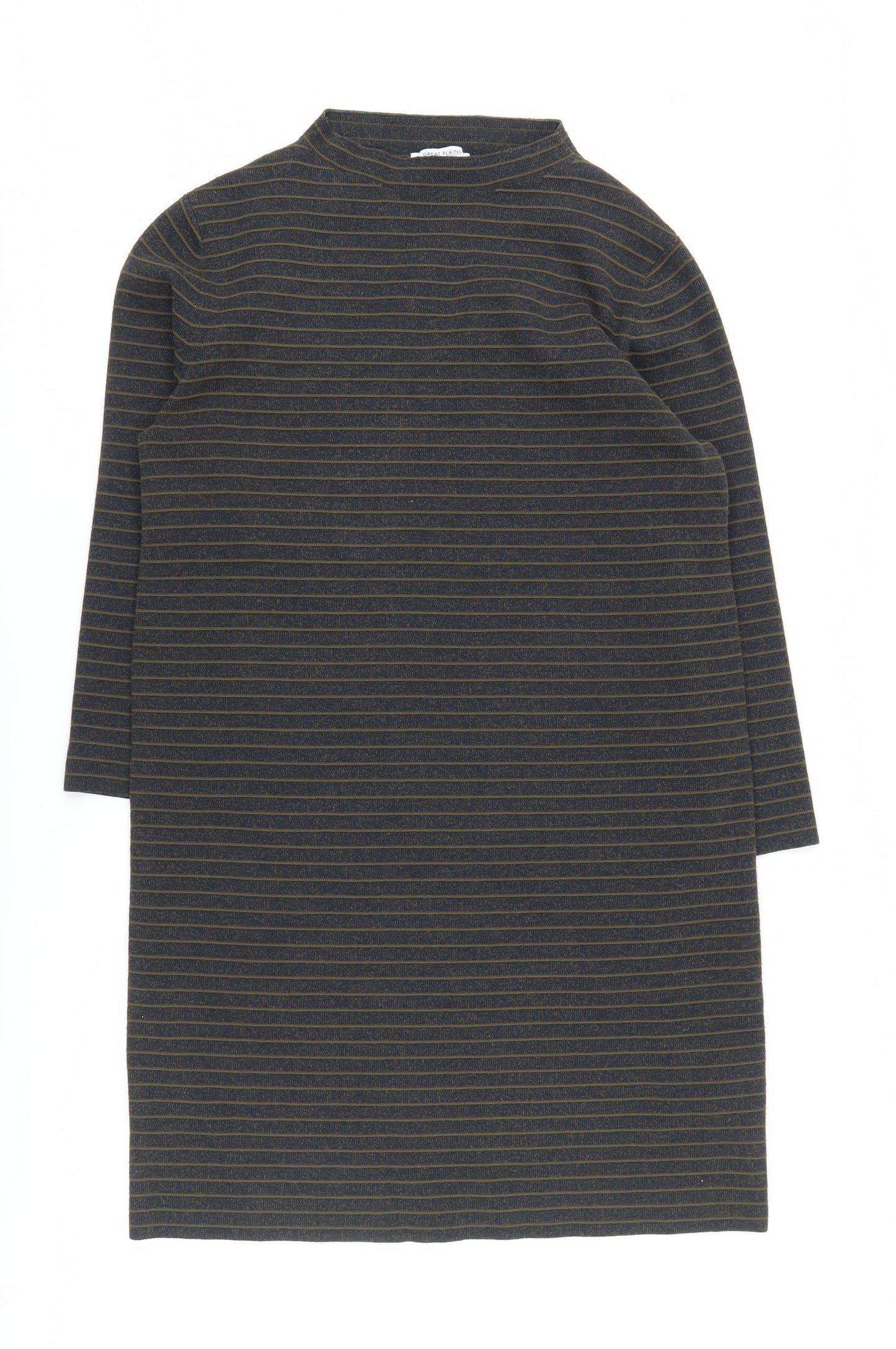 Great Plains Women's Black Striped Long Sleeve Dress M