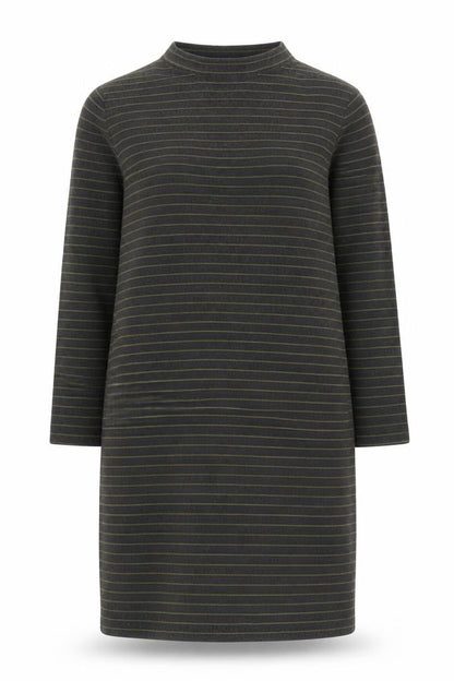 Great Plains Women's Black Striped Long Sleeve Dress M