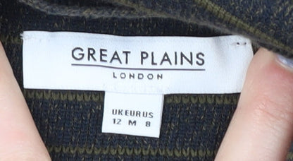 Great Plains Women's Black Striped Long Sleeve Dress M