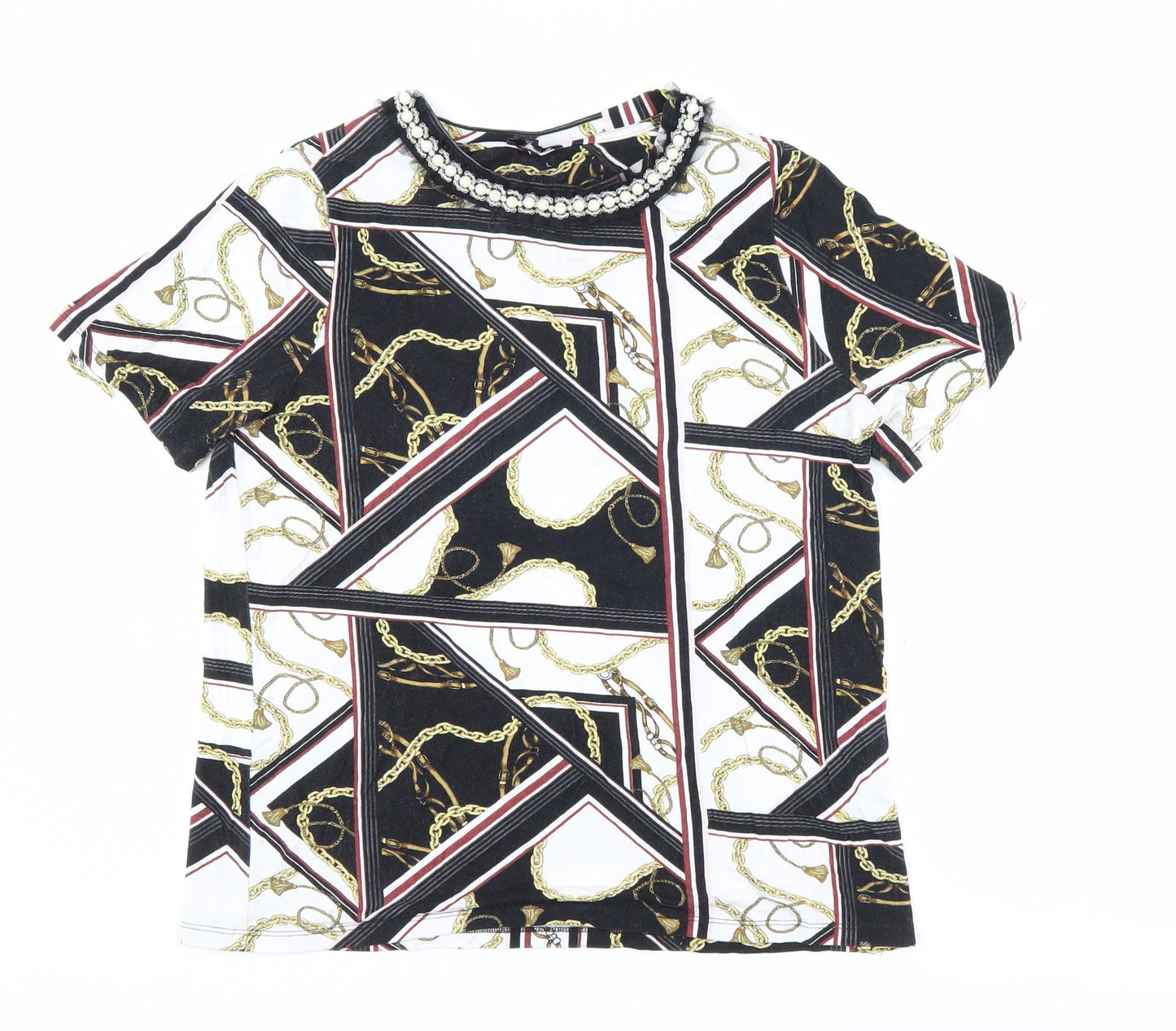 Womens UK Size 12 River Island Multicoloured Basic T-Shirt