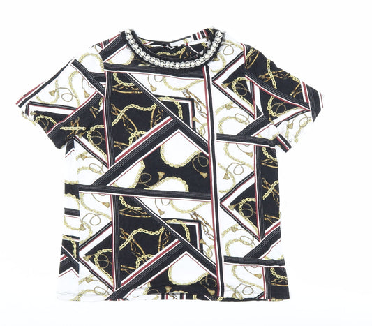 Womens UK Size 12 River Island Multicoloured Basic T-Shirt
