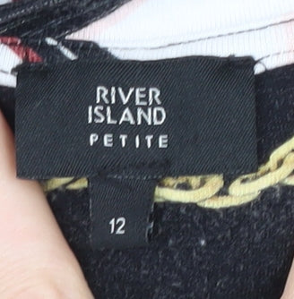 Womens UK Size 12 River Island Multicoloured Basic T-Shirt