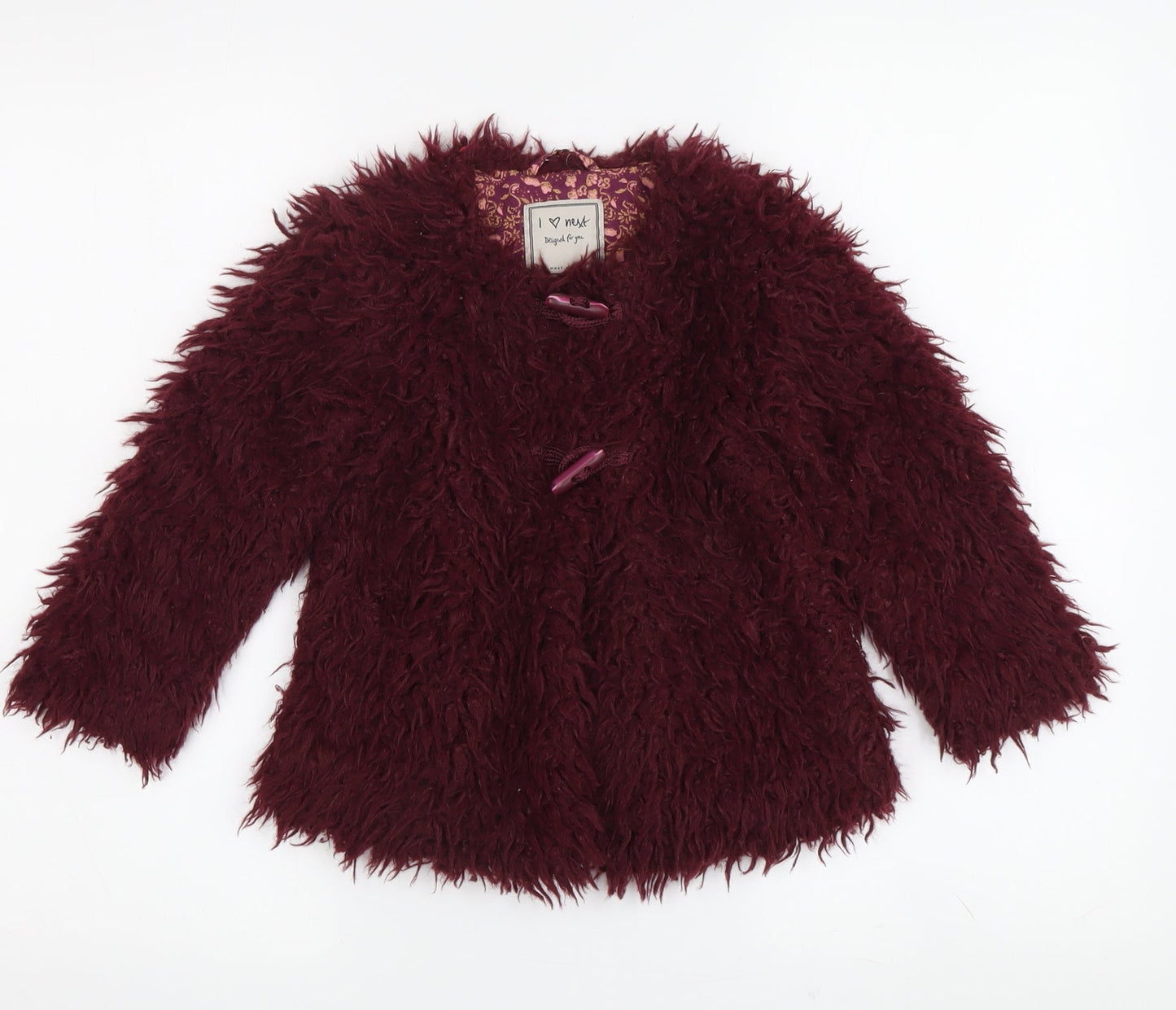 Next Girls Red Acrylic Coat, 2-3 Years, Autumn-Winter