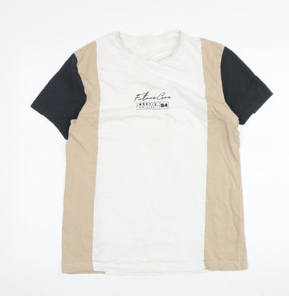 Peacocks Men's Colourblock T-Shirt - M, Beige/Black/White