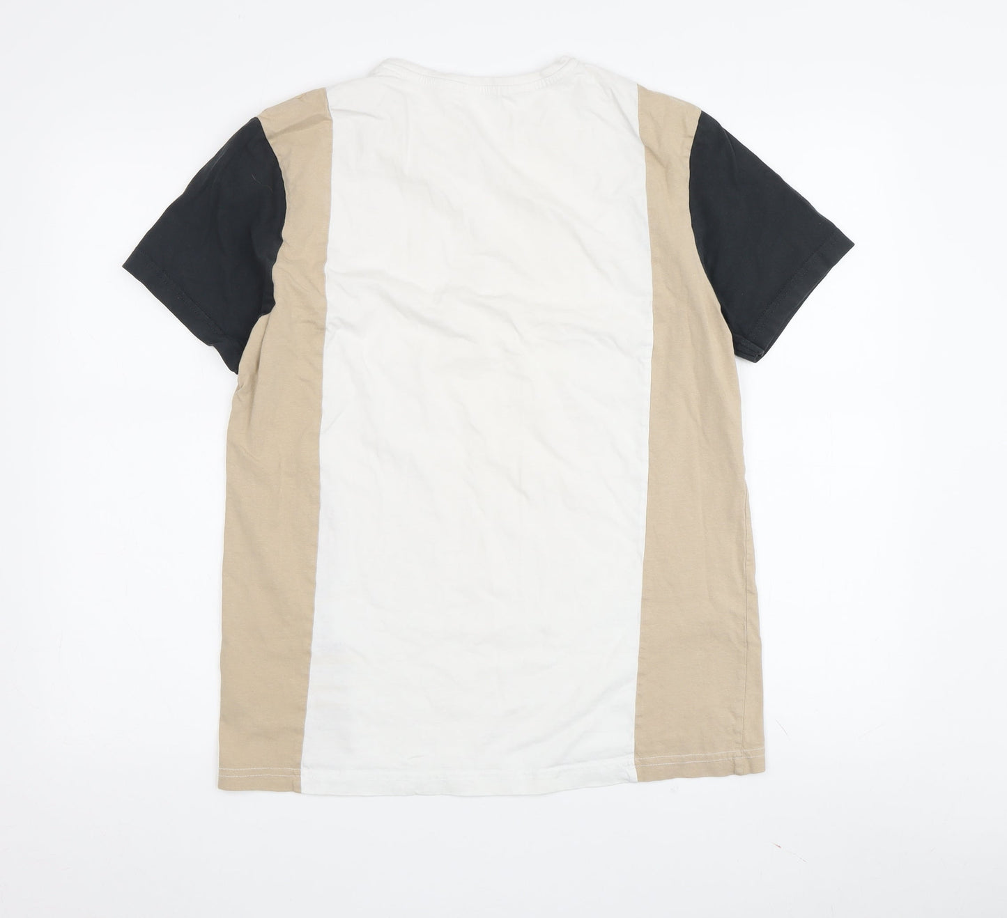 Peacocks Men's Colourblock T-Shirt - M, Beige/Black/White