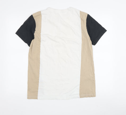 Peacocks Men's Colourblock T-Shirt - M, Beige/Black/White
