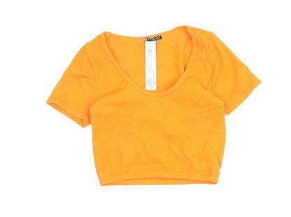 Womens UK Size M Zara Orange Cropped T-Shirt