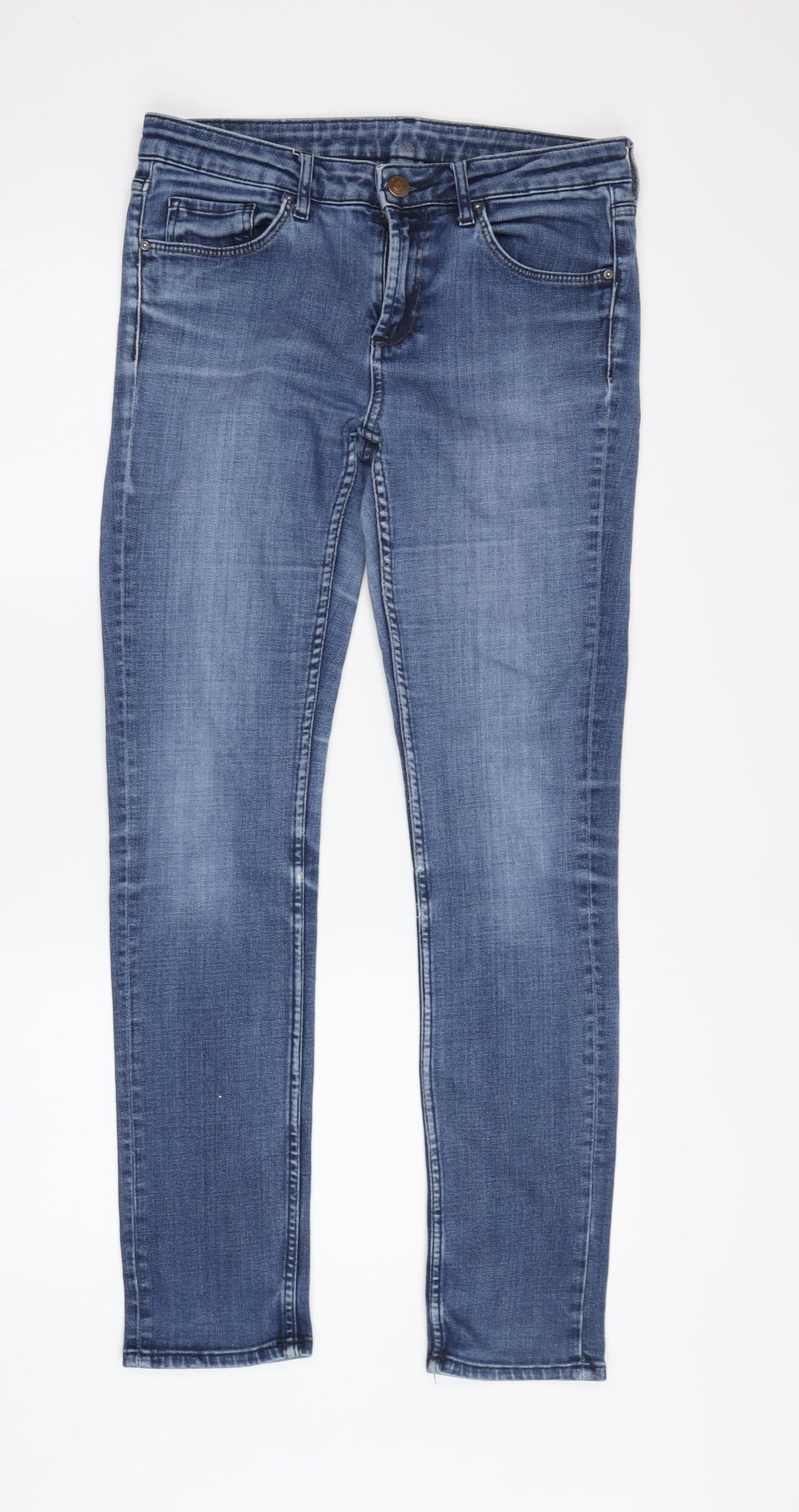 Topshop Women's Blue Skinny Jeans, Size M, Stretch Denim