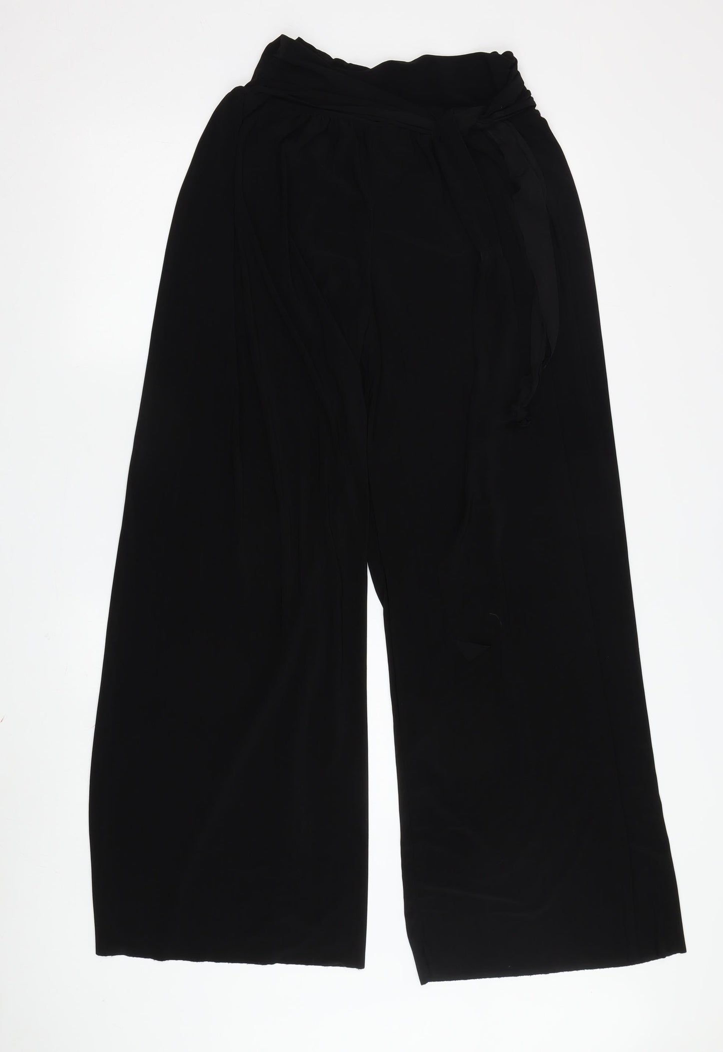 Womens UK Size M Quiz Relaxed Fit Wide-Leg Black Trousers