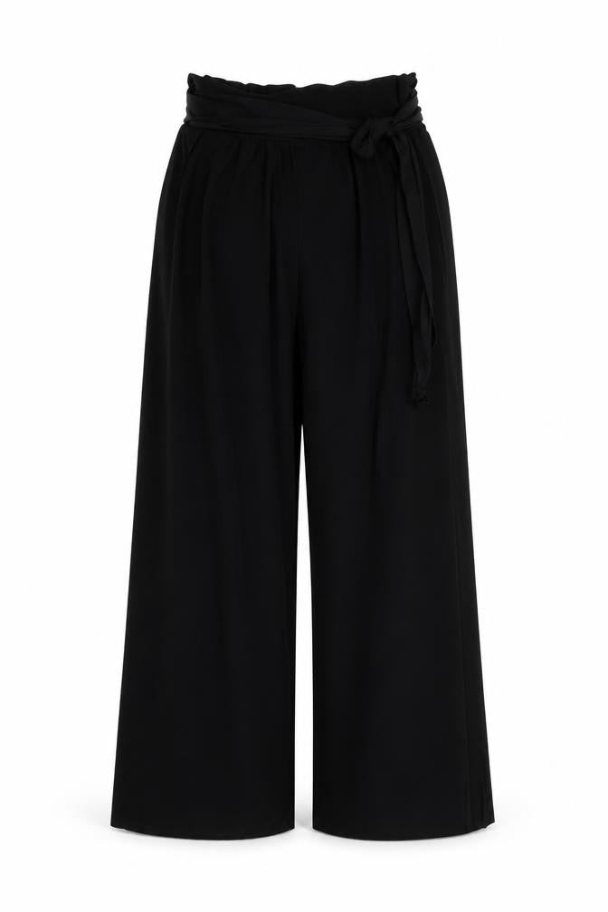 Womens UK Size M Quiz Relaxed Fit Wide-Leg Black Trousers