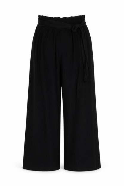 Womens UK Size M Quiz Relaxed Fit Wide-Leg Black Trousers